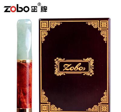 ZOBO正牌 石楠木 玉石烟嘴 纯玉石A级翡翠 拉杆过滤烟嘴